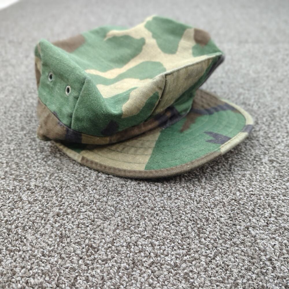 Vintage US Marine Corps USMC Woodland Camo Type 1 Utility Hat Cap Large